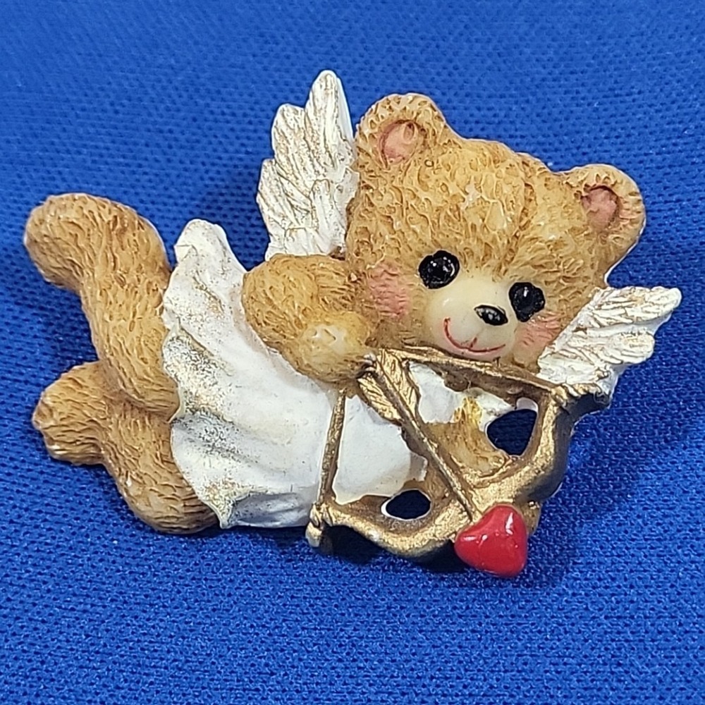 Vintage Valentines Day Brooch Teddy Bear Cupid With Bow And‎ Arrow Hat Lapel Pin